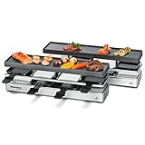 ROMMELSBACHER RC 1600 Raclette-Grill fun for 4+4 (Tischgrill, für 8 Personen, erweiterbar, Parkdeck, Alu-Druckguss-Grillplatte mit Xylan Plus Antihaftbeschichtung, 1590 W) silber